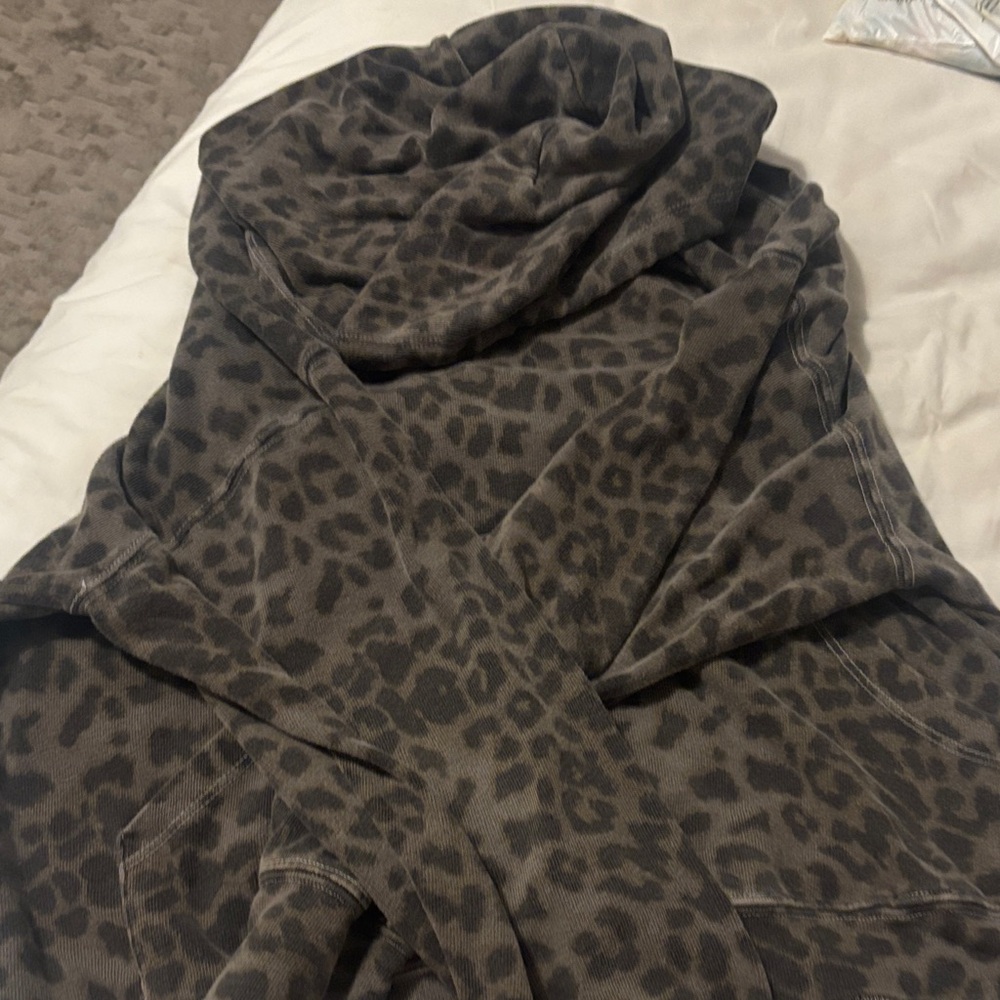 Sundry Leopard Print Hoodie - Brown and Black